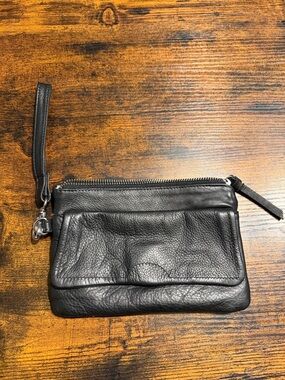 Day & Mood Black Leather Wristlet Clutch Pouch